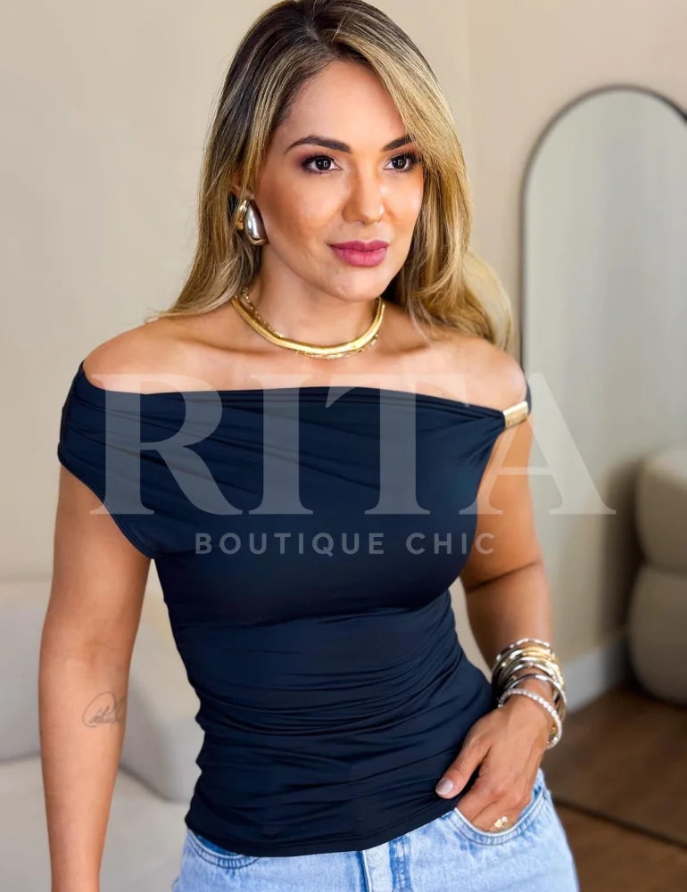 Blusa Aurora preto-11 / unico-36-a-44 Blusa