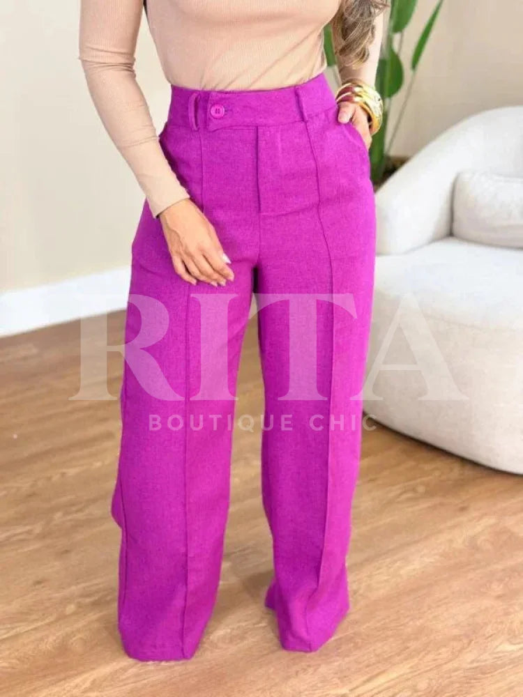 Calça linho pantalona Calça