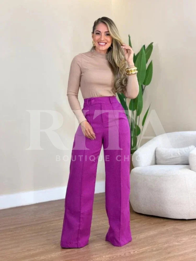 Calça linho pantalona Calça