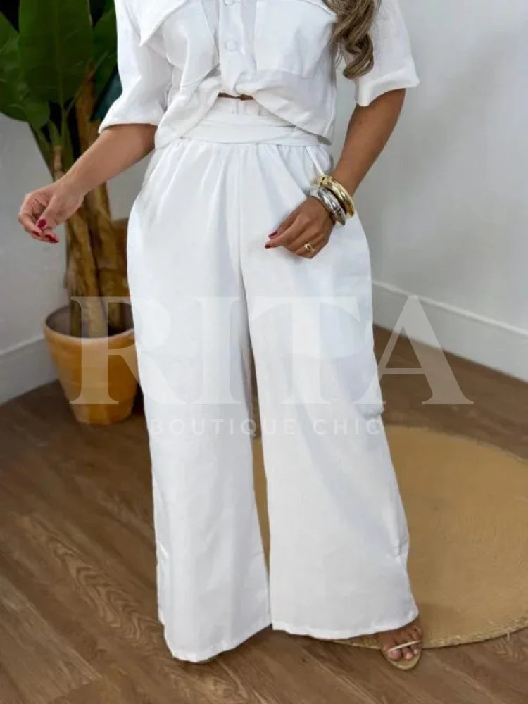 Calça pantalona linho Calça