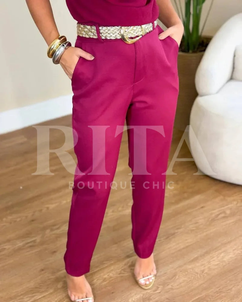 Calça Social vinho / p