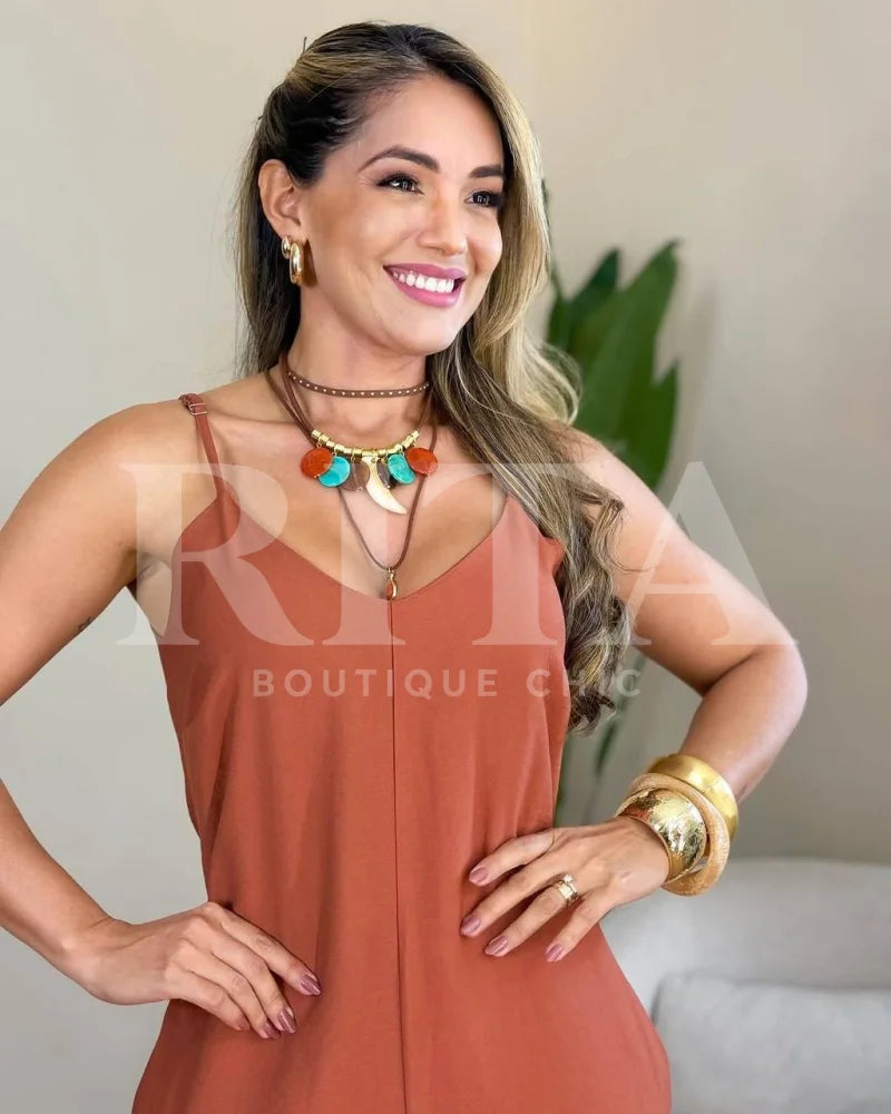 Macacão de Alcinha marrom / p macacao