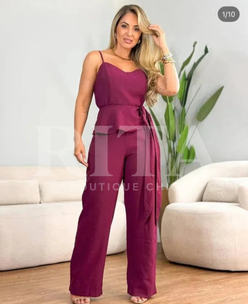 macacão Longo Duas Amarrações roxo / p