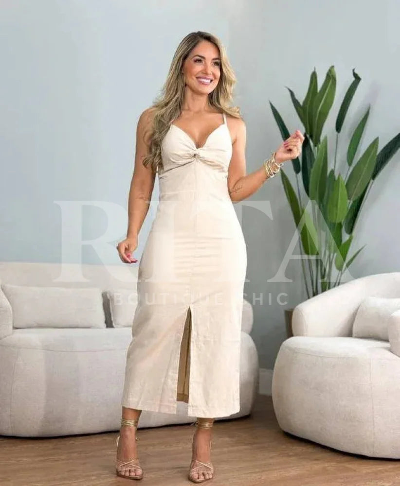 Vestido com Fenda cor-9 / p